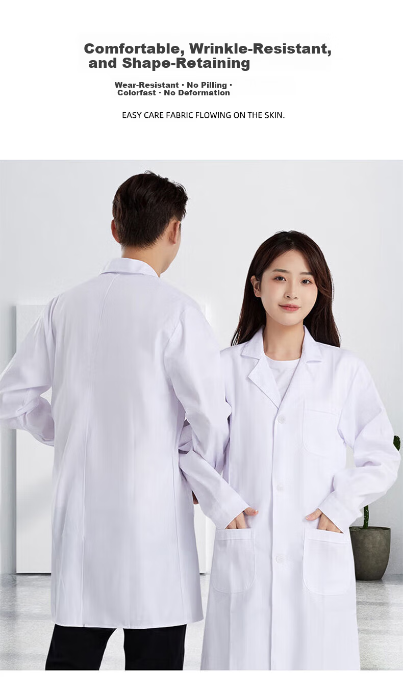 Artiya Long Sleeve White Lab Coat S Size Button Style Customizable Chemical Experiment Workwear Labor Protection Clothing 10