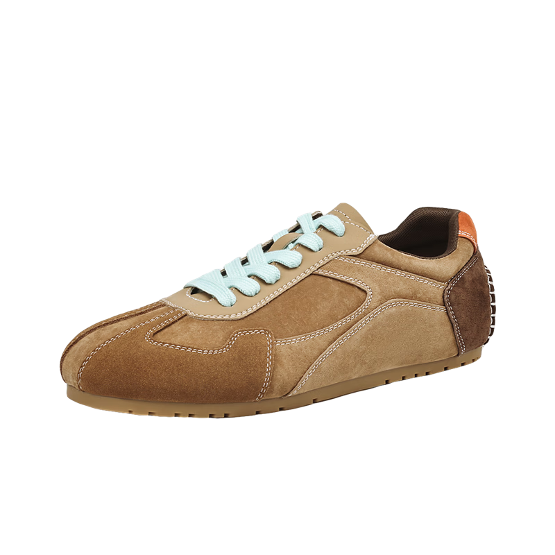 DAPHNE Women's Casual Shoes, Retro Versatile Dexun Shoes, Color-Block Flat Comfortable Women's Shoes 4024404233 Khaki Size 36