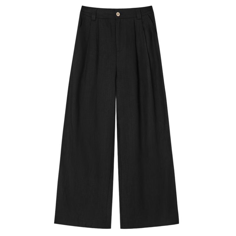 Demana Oxygen 100 Linen Spring Minimalist 3D Pleated Loose Wide-Leg Slimming Casual Pants for Women Premium Feel