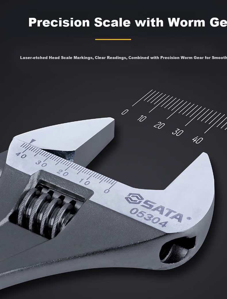 SATA Optical Handle Adjustable Wrench, 10-Inch Large Adjustable Head, Movable Jaws Wrench, 10" 05303 6