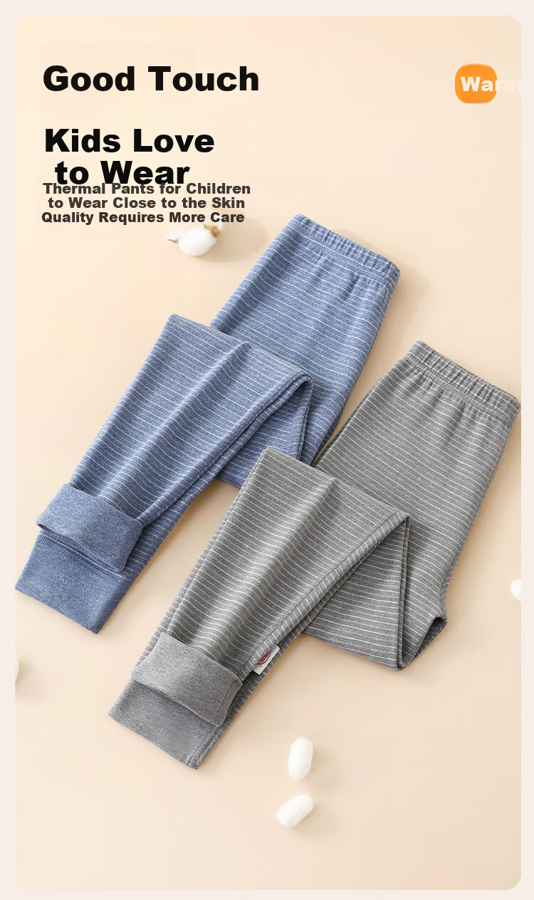 LangSha Kids Thermal Pants Boys Wool Silk Autumn Trousers Thickened Fleece Homewear School Uniform 5