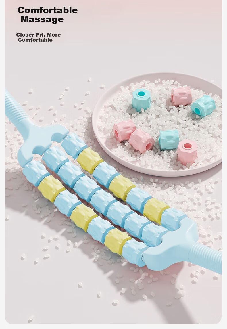 Duweike Children's Massage Stick Flexible Wolf Tooth Roller Fascia Muscle Relaxation Sensory Integration Training 4-Row Blue Yellow 8