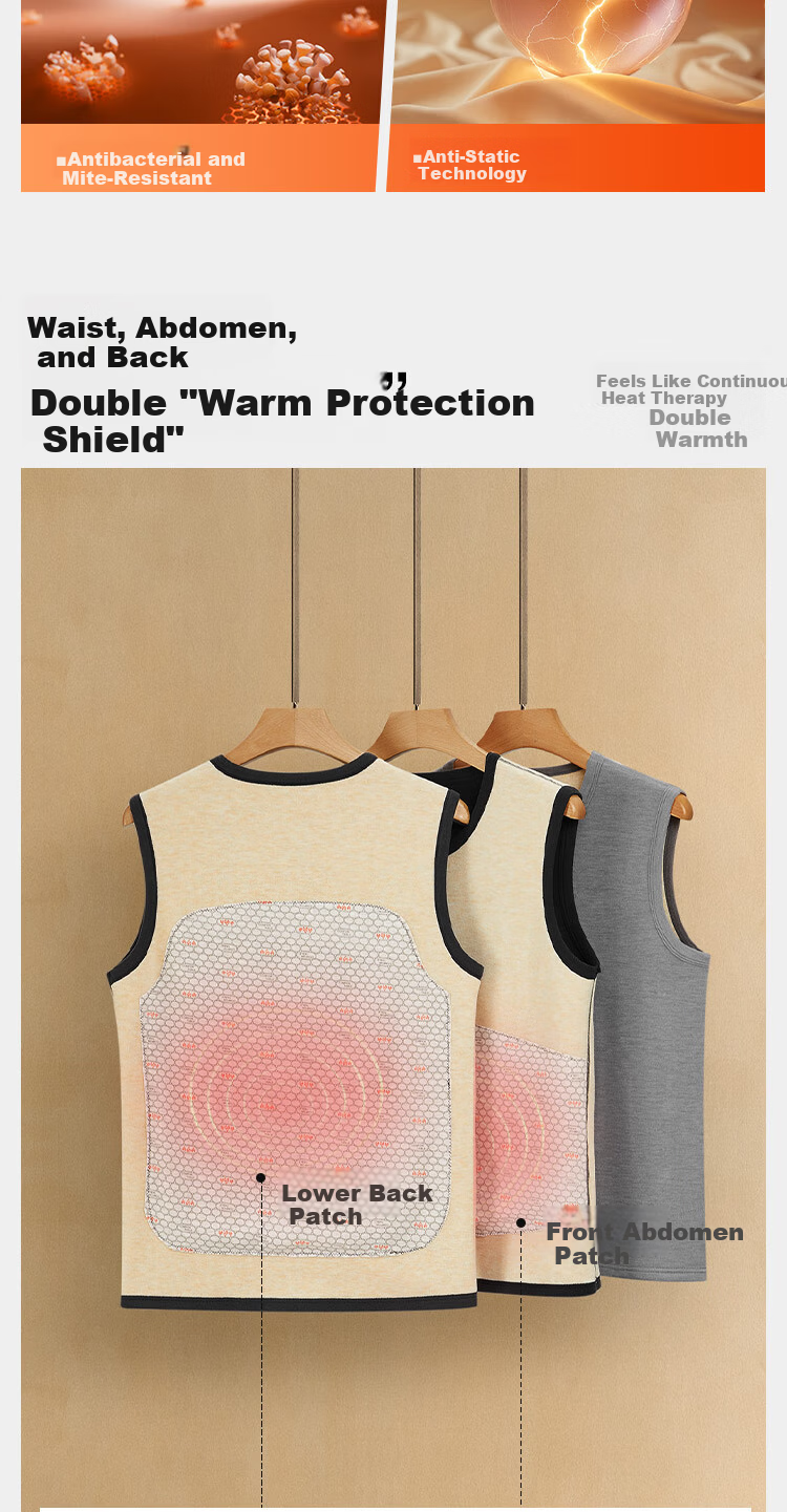HLA [Little Fire-Max8] Men's Thermal Vest Koala Fleece 360g Antibacterial Heating Patch Warm Shirt Vest 4