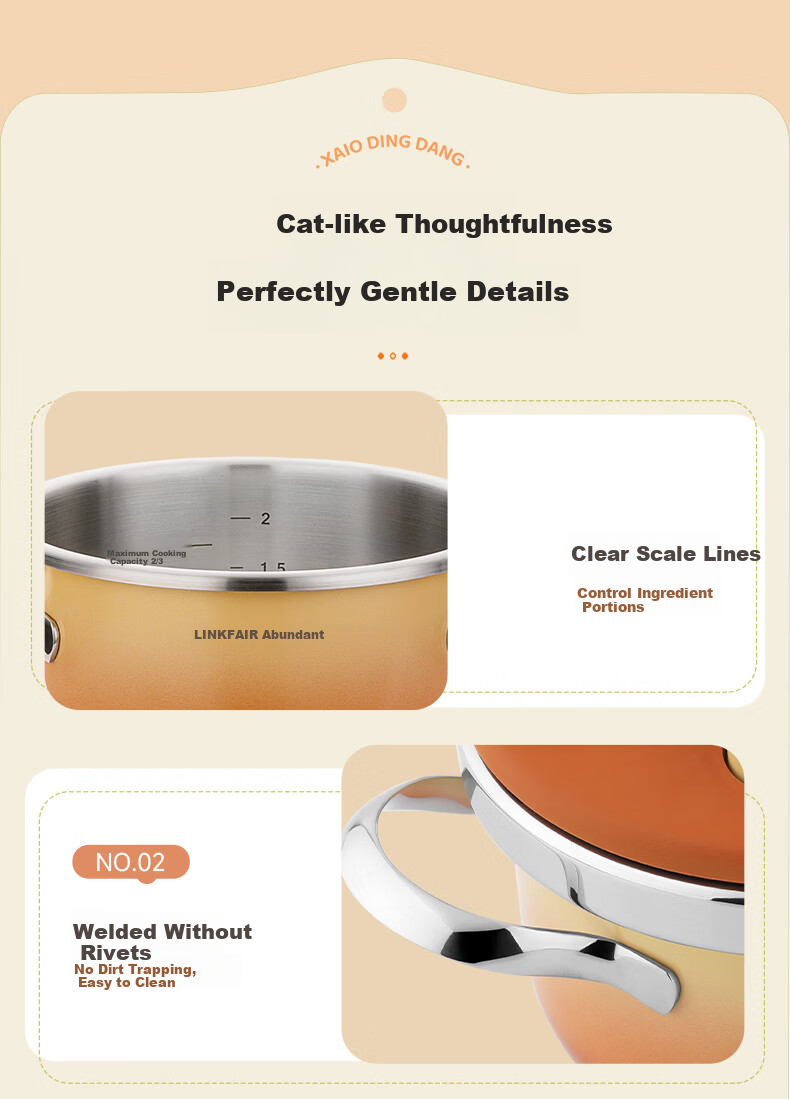 LINKFAIR Dingdang Mini Pressure Cooker Small Household Explosion-Proof One-Touch Open Close 1-2 Person Mini Pressure Cooker Compatible with Gas and Induction Cookers 18