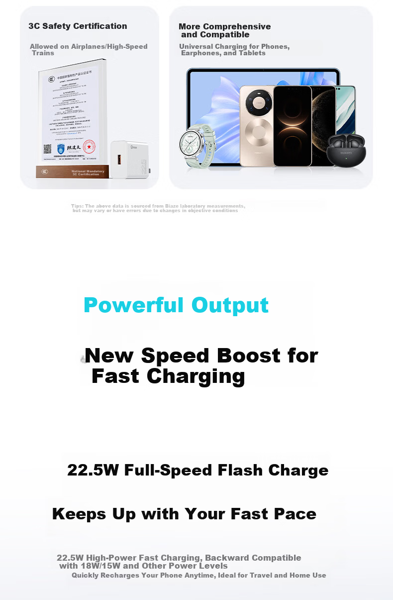 BIAZE Compatible with Huawei Super Fast Charging 40W Charger Set: USB Charging Head + 6A Data Cable, 100W Fast Charging Cable, 1 Meter, for Mate70/60pro/pura/P40 Honor Phones 3