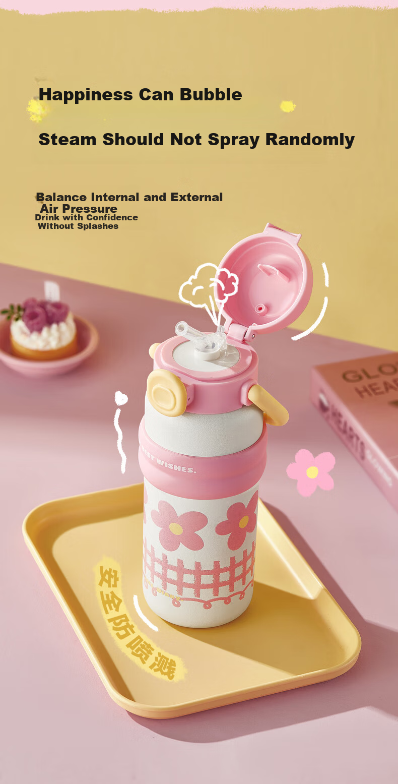 RELEA Insulated Bottle for Women Large Capacity 316L Stainless Steel Water Cup Kids Straw Cup Student Water Bottle Birthday Gift 18