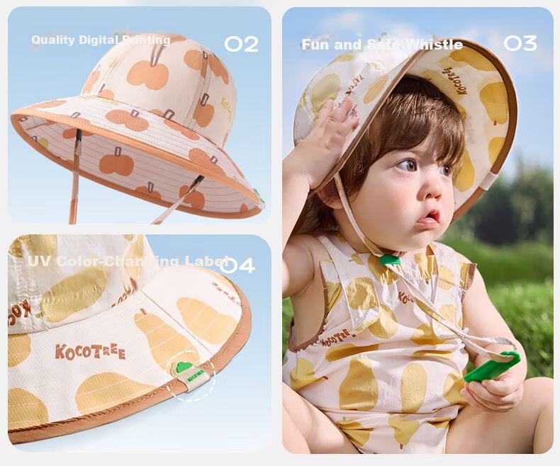 Kocotree KK Tree Kids Sun Hat Large Brim Boys Girls Baby Sunshade Printed Fashion Bucket Hat 26