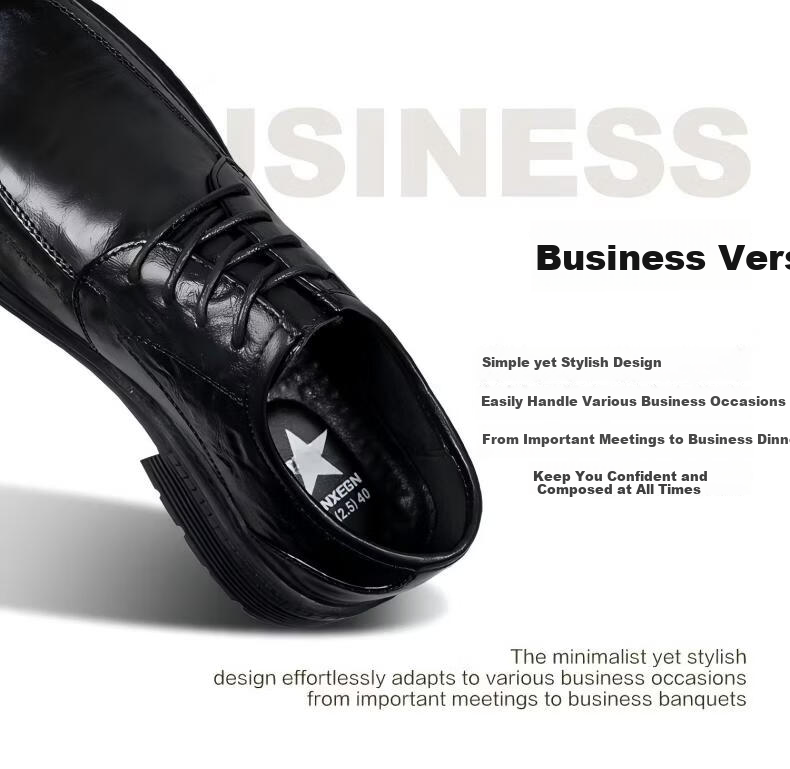 Jingzhenlianggong Men's Genuine Leather Dress Shoes 2026 Spring Business Lace-up Derby Black Size 40 7