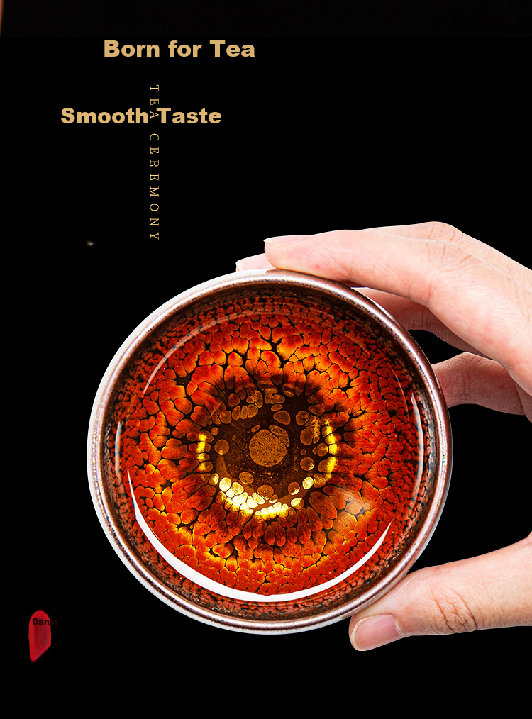 Danyi Jian Zhan Tea Cup Golden Oil Drop Iron Body Glazed Tea Cup Master Cup Single Tasting Cup Gift Box Set 6