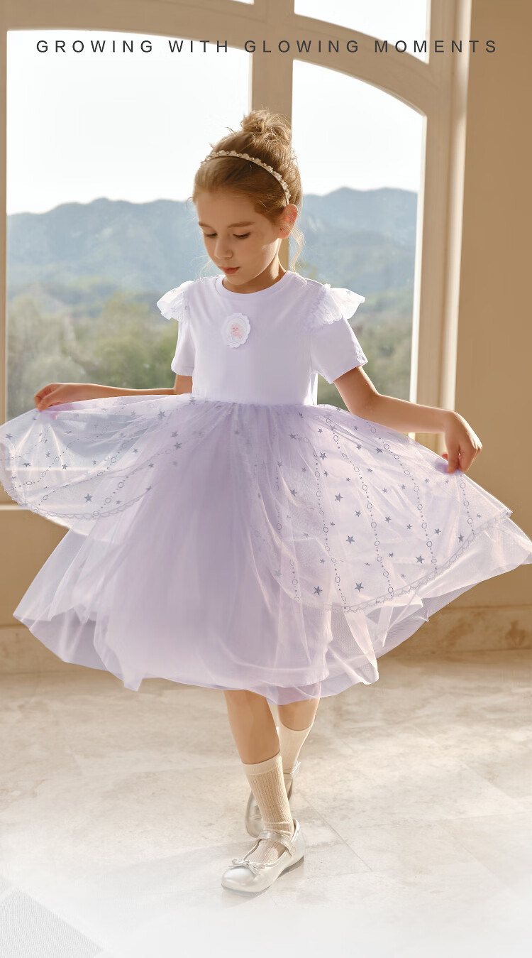 Balabala Girls Dress Children's Dress 2026 Summer New Baby Mesh Dress Sweet Princess Dress Exquisite Trendy 2