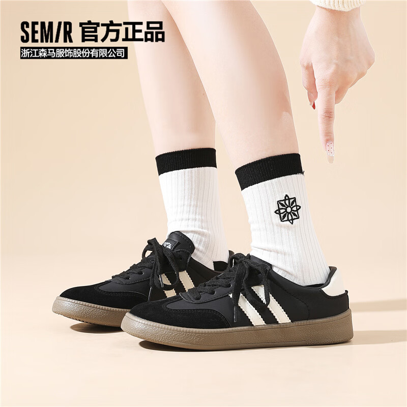Semir Dexun Shoes 2026 Spring Summer Thick Sole Sports Sneakers Casual Shoes Women SFYM233038 Black Size 35