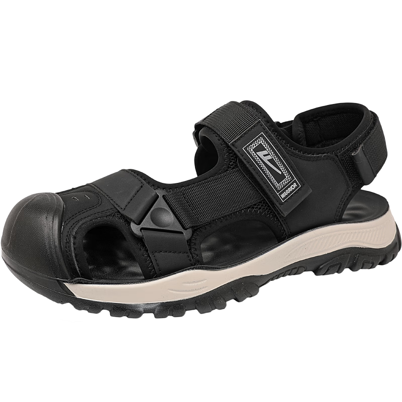 Warrior Men's Summer Closed-Toe Sandals Breathable Beach Shoes Versatile Men's Footwear WSL(WZ)-1766 Black Size 42