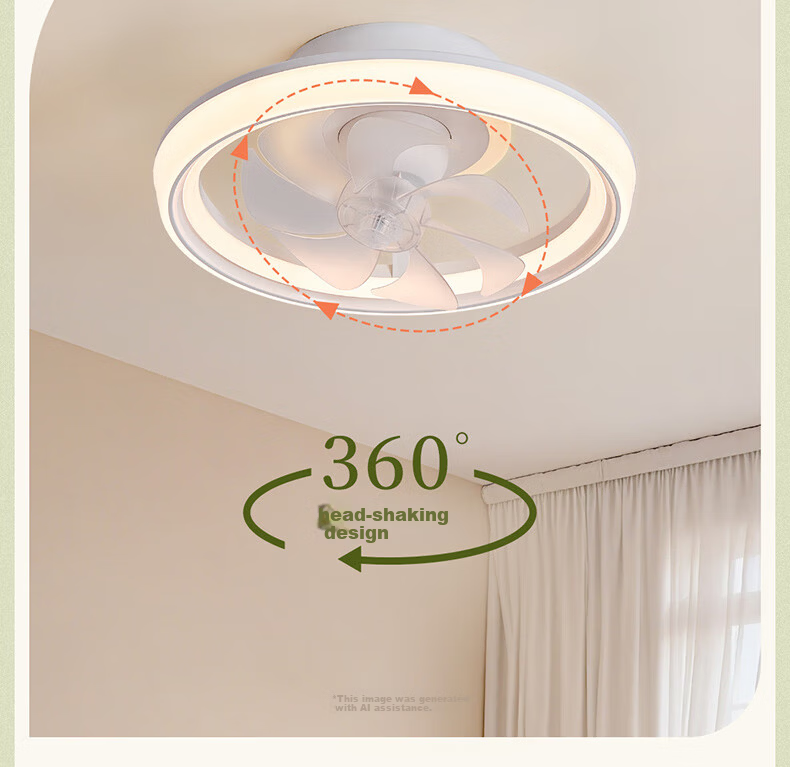 OPPLE Cream-Style LED Ceiling Fan Light, Bedroom Light, Kitchen Oscillating Full-Spectrum Light with Timer And Remote Control, Fengguang 7