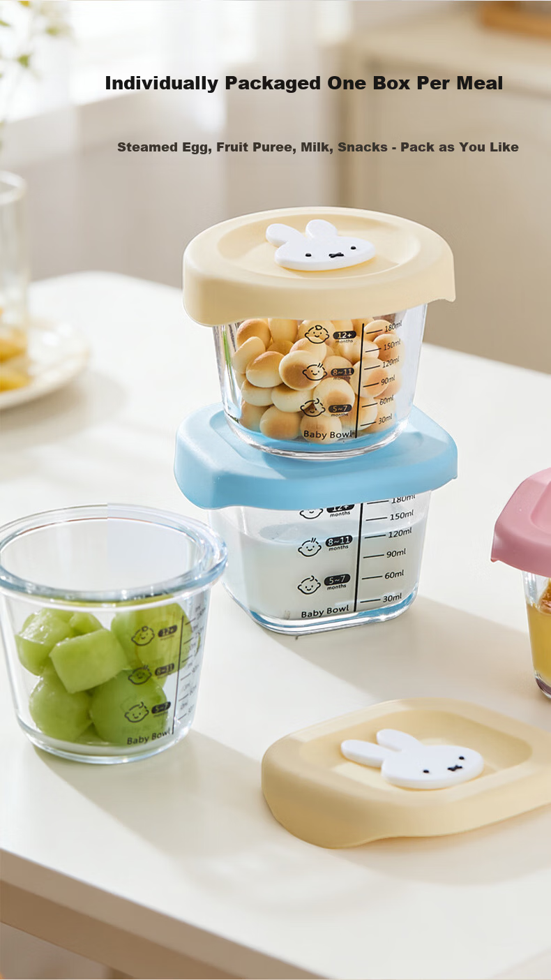 Baoshi Baby Food Storage Glass Box Steamable Freezer Safe Fresh-Keeping Cake Mold Baby Food Bowl Baking Tool 7