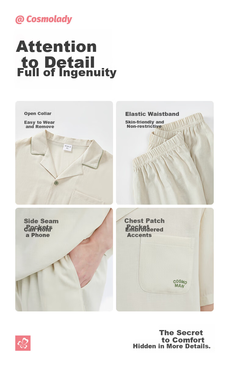Urban Beauty Celebrity Hou Minghao Same Style Women's Spring Summer Thin Loungewear Set Lyocell Cotton Linen Homewear Gift Box 3HCA10 7