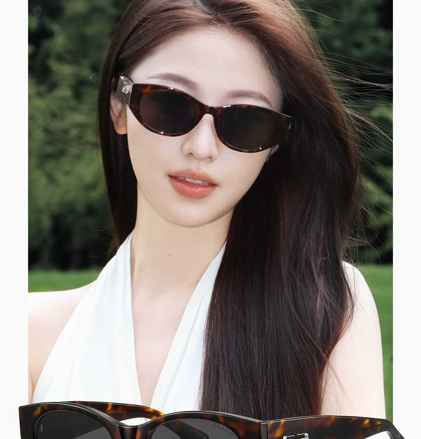 CAPONI Cat Eye Polarized Sunglasses for Women UV Protection Driving Glasses Slim Face Stylish 8