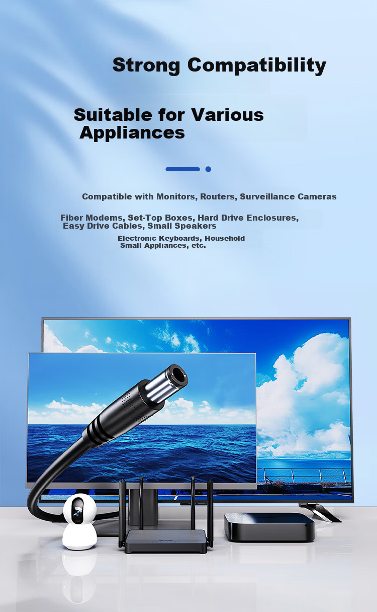 NVV 5V1A Power Adapter Compatible with Hard Drive Enclosures, Set-Top Boxes, Routers, Surveillance Devices, Optical Modems, Fiber Optic Transceivers DC Connector 5.5*2.5mm Universal Round Hole Charger 4