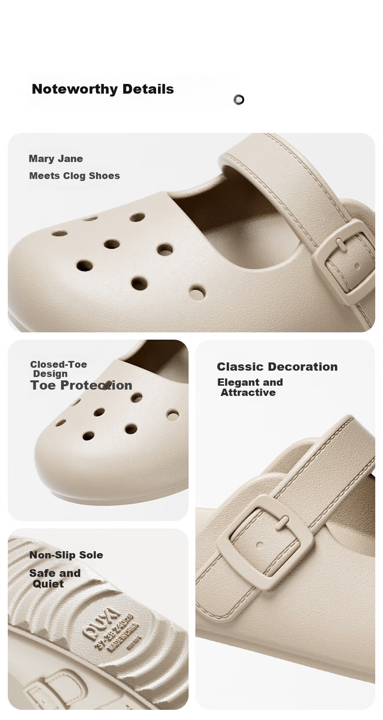 Puxi Summer Creek Hiking Birken Mary Jane Sweet Women's Hollow Shoes Outdoor Beach Dragon Fruit Color Size 37-38 7