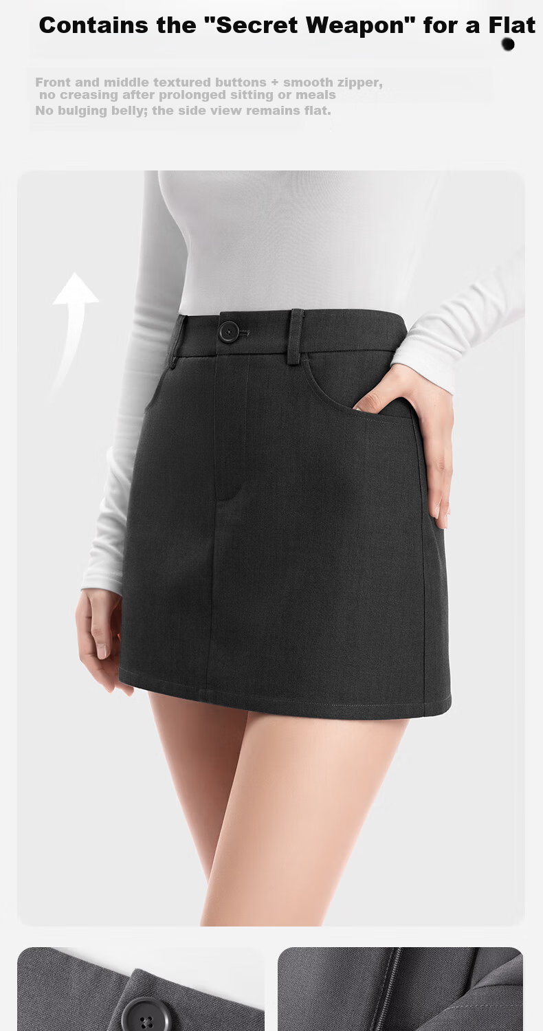 Onoko Gray Suit Skirt Women's 2025 New Spring Summer Anti-Exposure High Waist A-Line Bodycon Mini Skirt 3