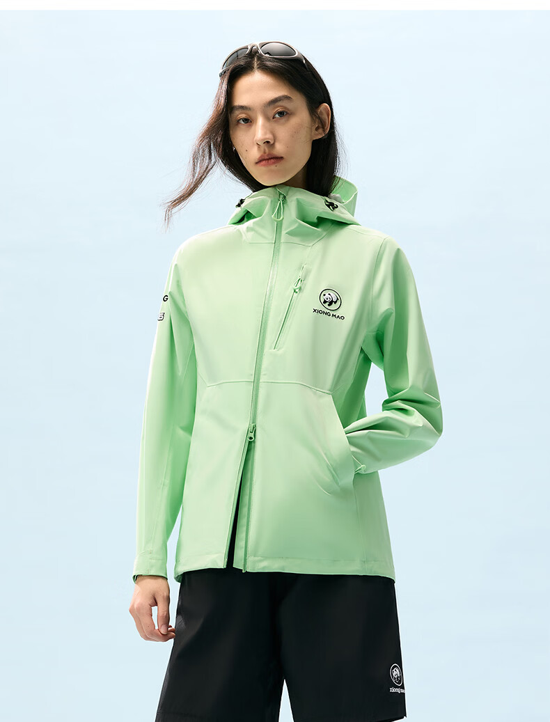CAMEL Waterproof Breathable Hardshell Hiking Sports Single-Layer Windbreaker Women's Jacket A25BA6LB116, Salt Spray Blue, S 25