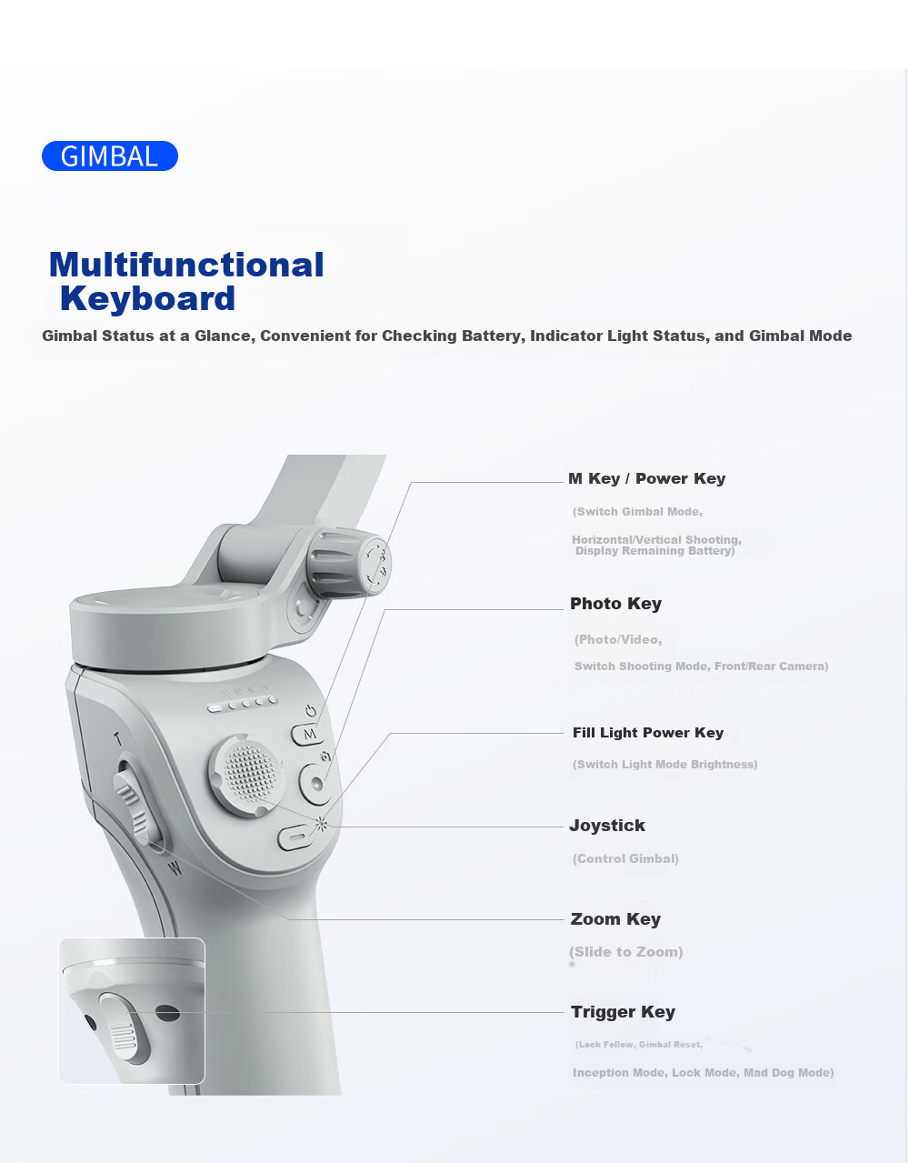 Tuoqi M01 Smartphone Gimbal Stabilizer Professional 3-Axis Anti-Shake All-Scenario Tracking Live Streaming Vlog Tool Smart Handheld Gimbal AI Tracking Eight Modes Standard Edition 8