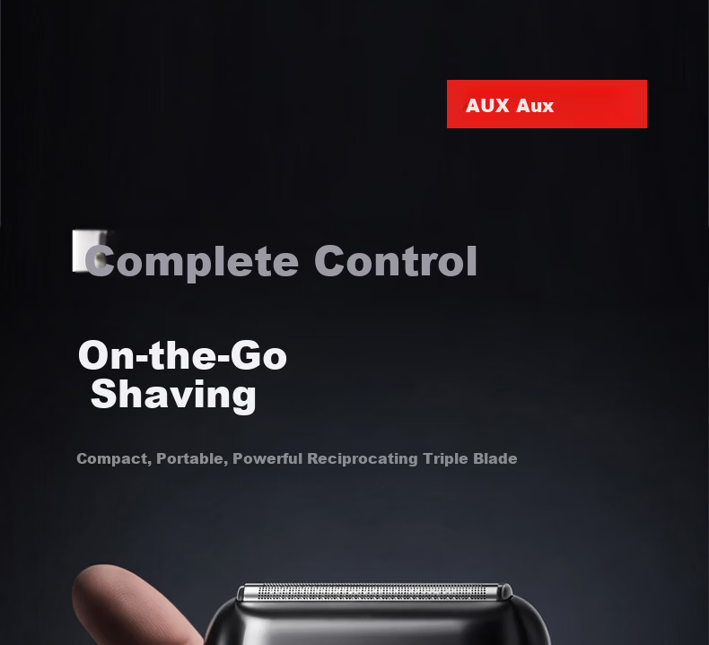 AUX Portable Palm-Sized Reciprocating Electric Shaver for Men, Compact Electric Razor, Travel-Friendly Beard Trimmer, Men's Gift 1