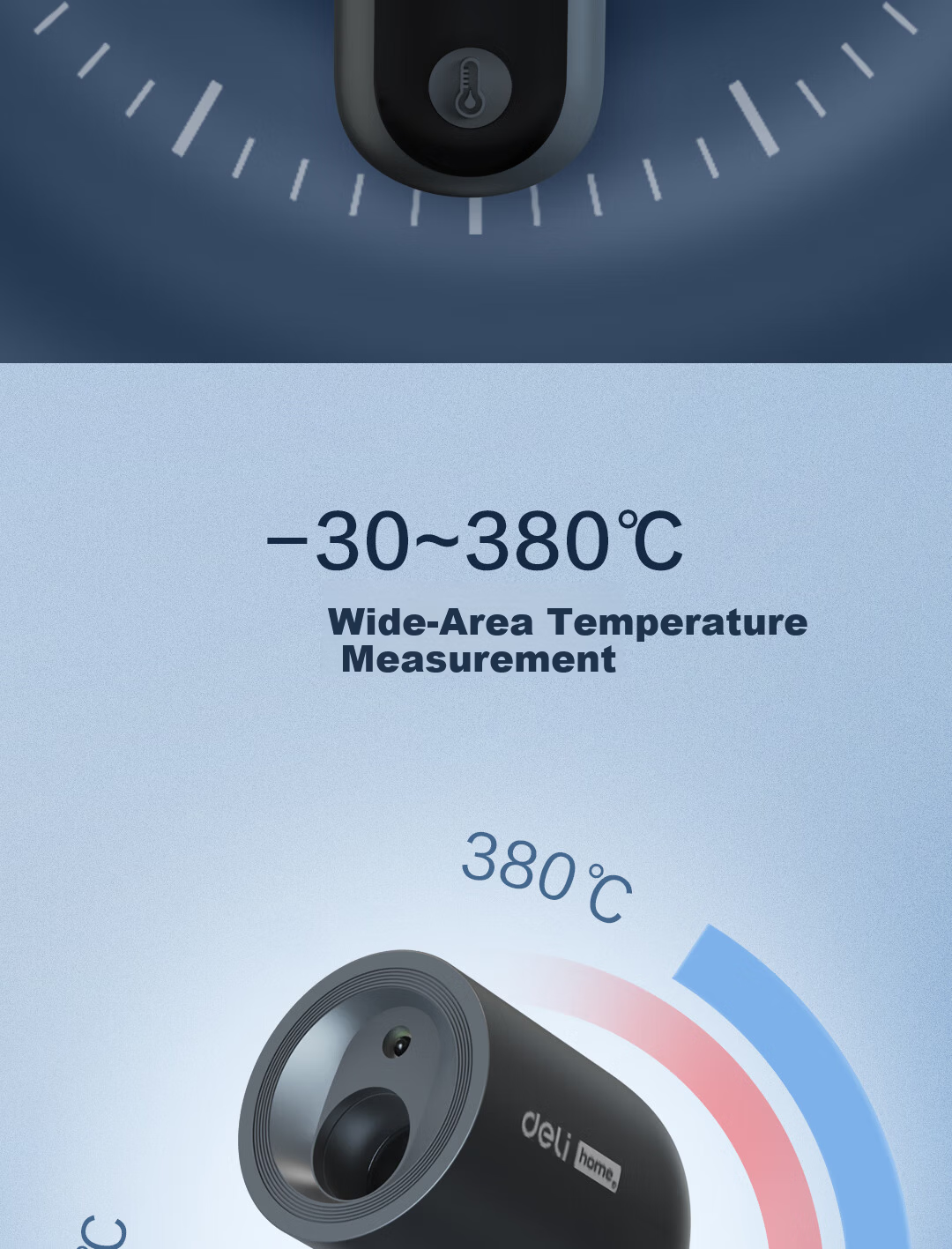 Deli Home Series Infrared Thermometer Temperature Gun Oil Temperature Gun Handheld Water and Oil Temperature Meter 10