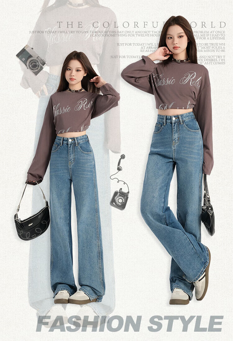 Pierre Cardin Jeans for Women, Summer High-Waisted Loose-Fit Slimming Lyocell Casual Straight-Leg Versatile Cropped Pants, Vintage Blue M 13