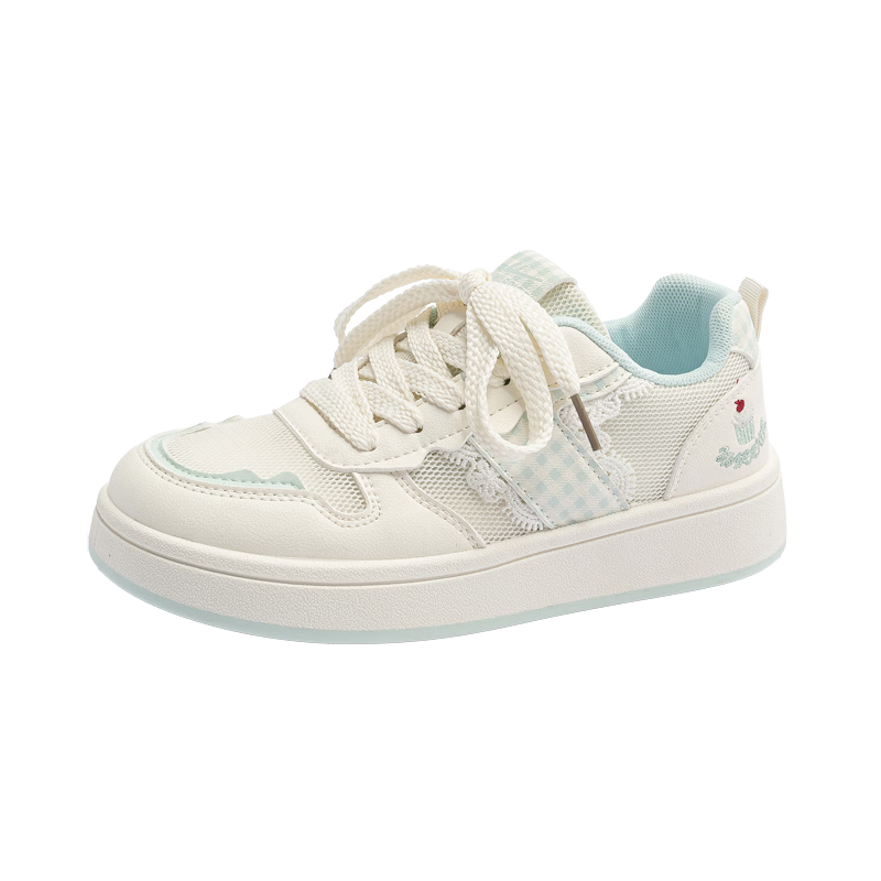 Warrior Women's Summer New Breathable Mesh Casual Sneakers Sweet Versatile Student Sports Shoes White Green 36