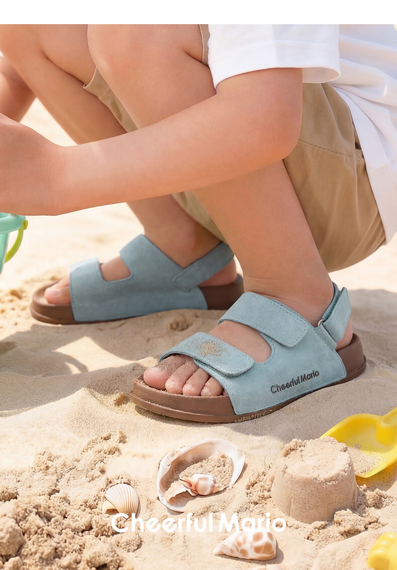 Cheerful Mario 2026 Summer New Girls' Sandals Kids Boys Soft Sole Breathable Outdoor Children Big Kids Beach Shoes 28