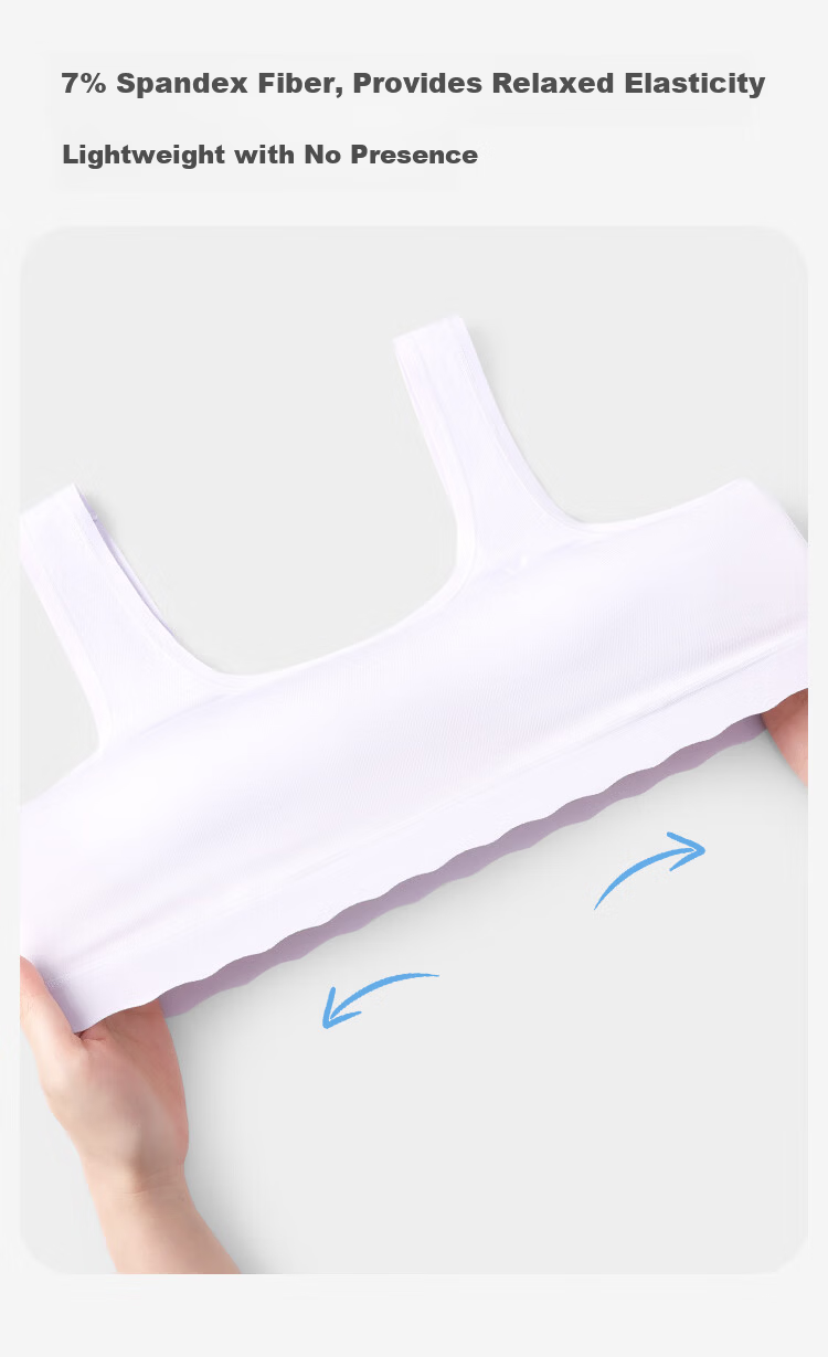 Jiusuiban Children's Underwear Girls 12-15 Years A-Class Developmental Youth Bra Mid-Large Child 100% Silk Skin-Friendly U-Shaped Vest 7