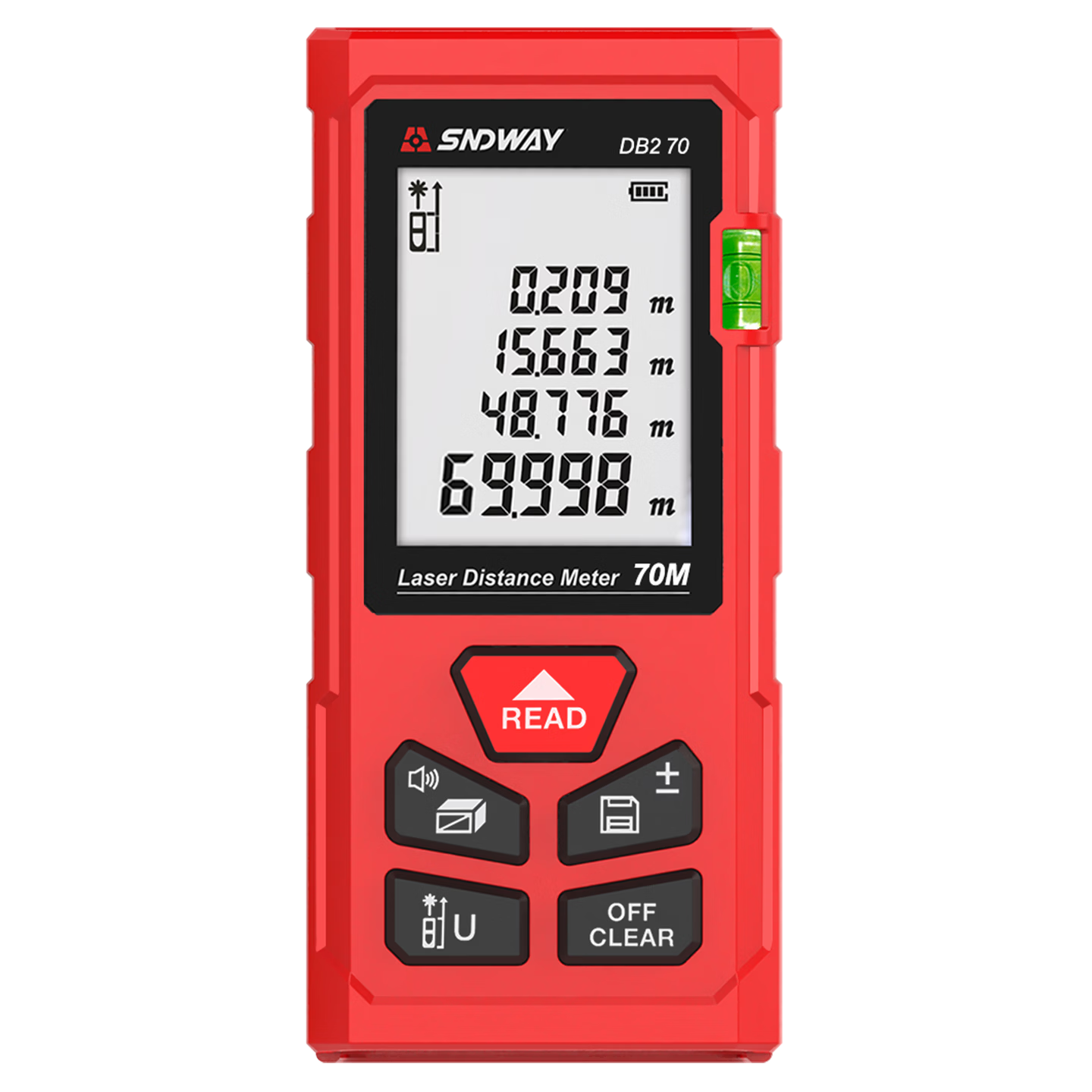 SNDWAY Laser Distance Meter Infrared Electronic Ruler High Precision Distance Measuring Device Indoor Room Measurement DB2 70m