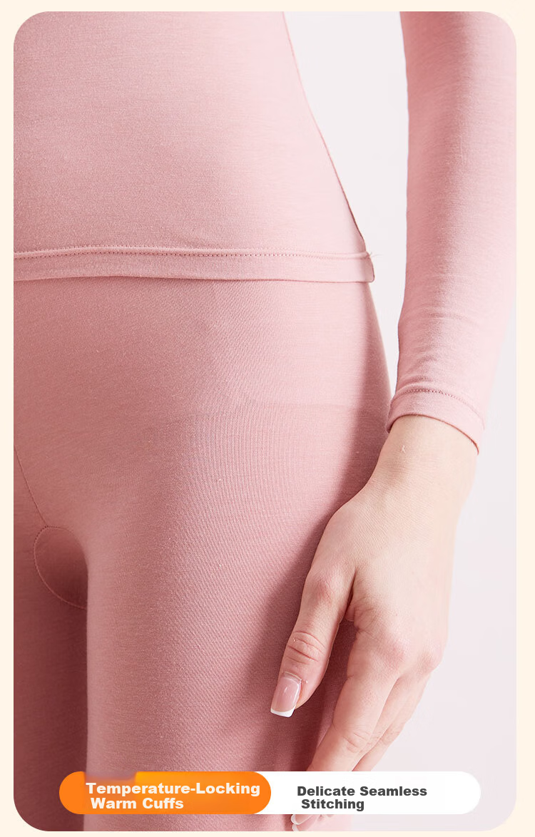 COVER ORANGE Women's Thermal Underwear Modal 7A Antibacterial High Elastic Slim Fit Skin-Friendly Seamless Base Layer Set 13