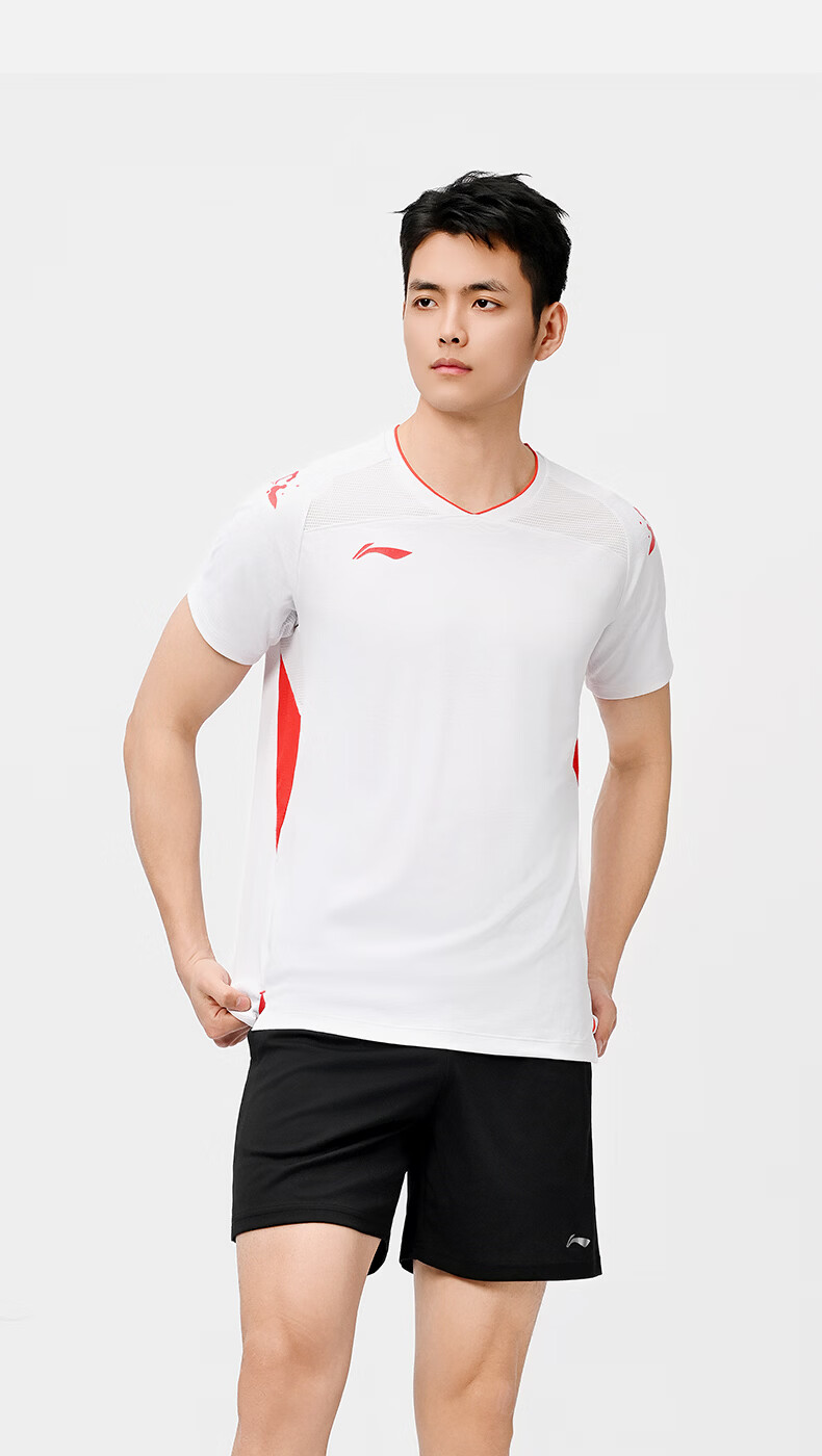 LI-NING Unisex Badminton Jersey International Star Competition Shirt Sports T-Shirt S White 5
