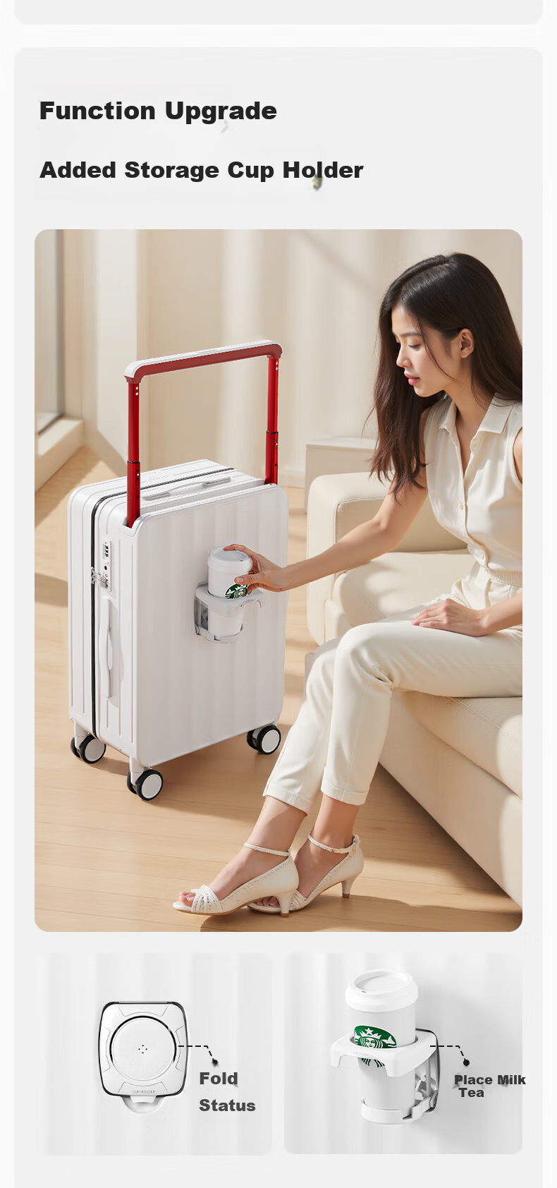 JOYGATRIP Wide Rod Luggage Large Capacity Lightweight Carry-On Travel Suitcase with Password Lock for Women and Students Phantom Black 20 Inch 9