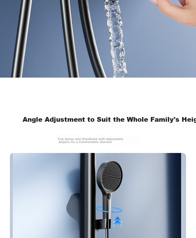 SSWW Shower Set Small Apartment Digital Display All-Copper Bathroom Split Simple Piano Key Pressurized Shower TS9 26