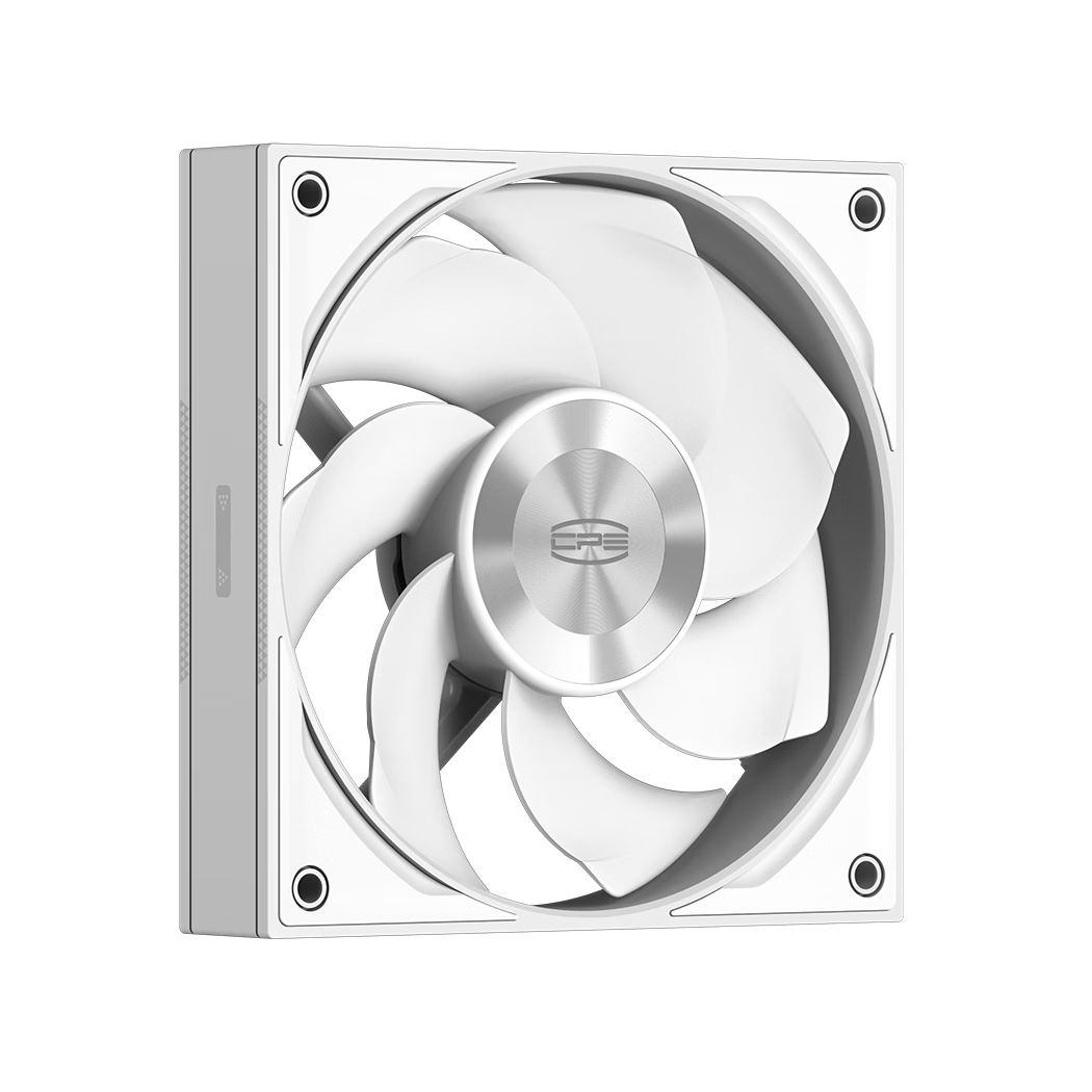 PCCOOLER Curved Blade F5T120 White 12cm Case Fan (PWM Daisy Chain/Double Ball Bearings/Includes 4 Locking Screws)