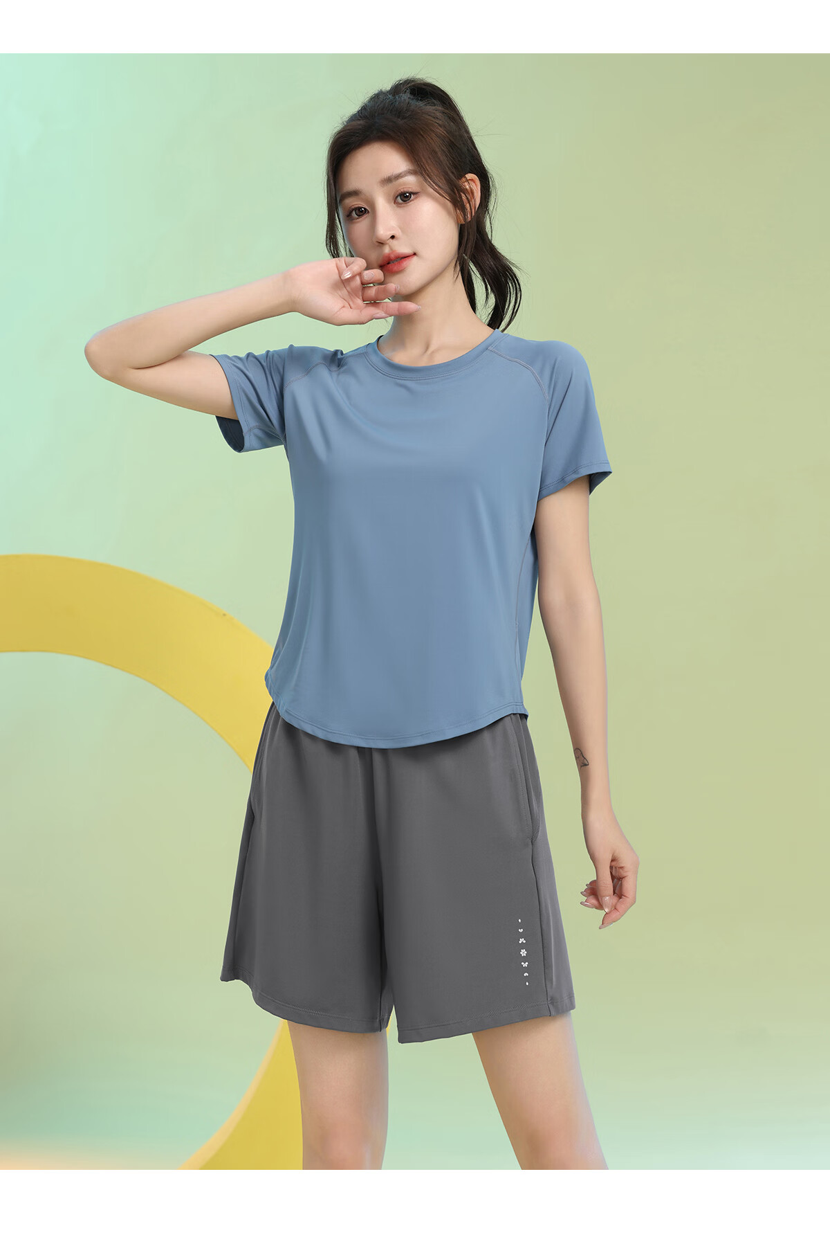Baisirong Professional Women's Badminton Two-Piece Set Summer Short Sleeve Quick-Dry Slim Outdoor Fitness Running Sportswear 21