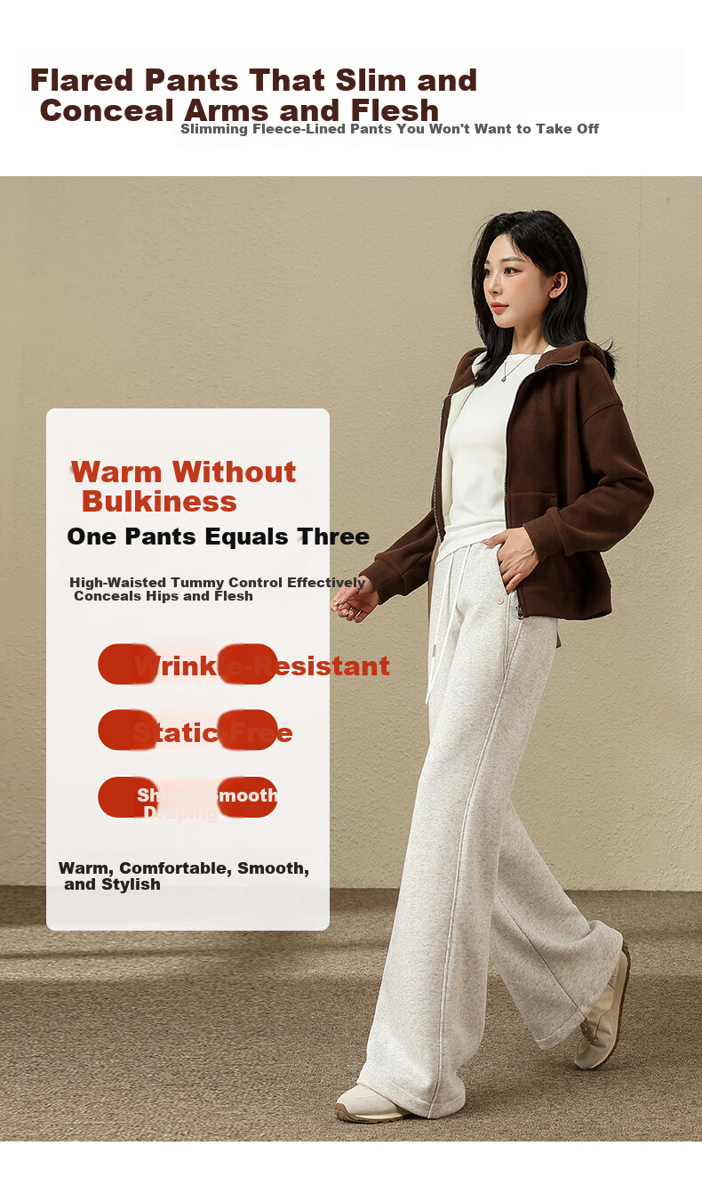 Jeanswest Women's Casual Autumn Winter Straight-leg High-waist Slim Fit Narrow Combed Cotton Slight Flare Pants Cloud Gray L 6