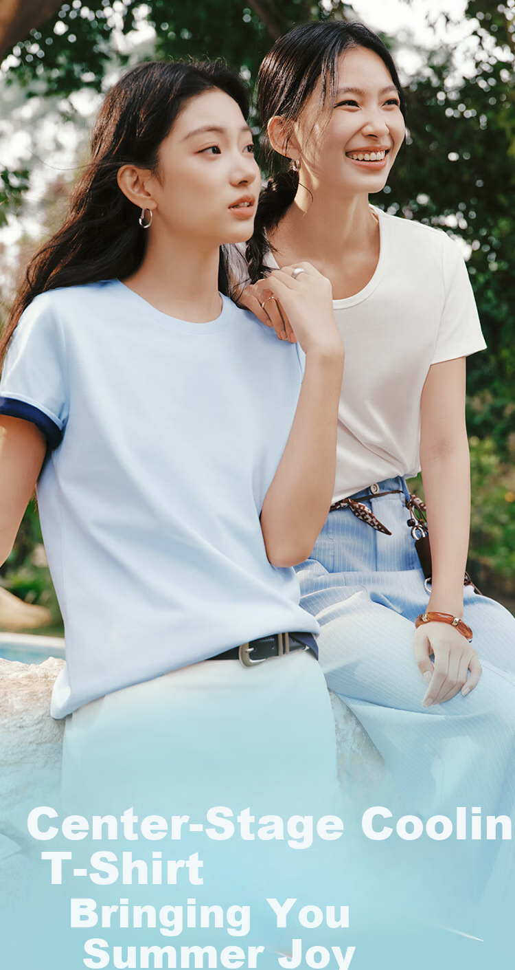 Semir Women's Short Sleeve T-Shirt 26 Summer Slim Fit U-Neck Loose Fit Round Neck Base Shirt 109326100001 2