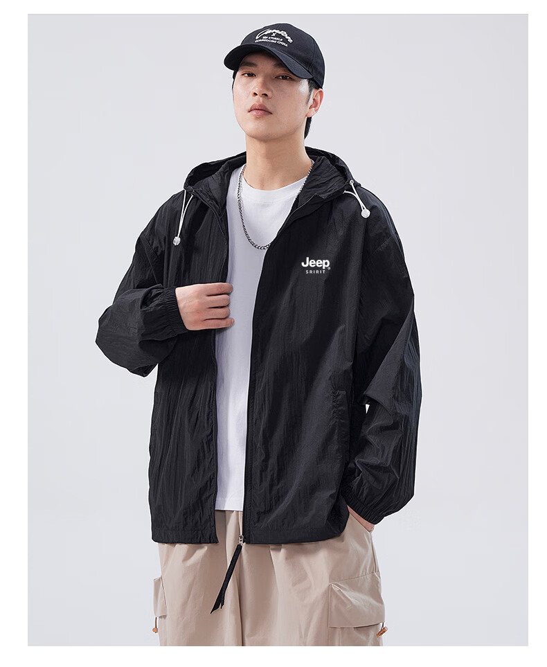 JEEP SPIRIT Men's Summer New Ice Silk Lightweight Sunscreen Jacket Large Size Men's Clothing Coat ZH7777 Cement Gray 4XL 28