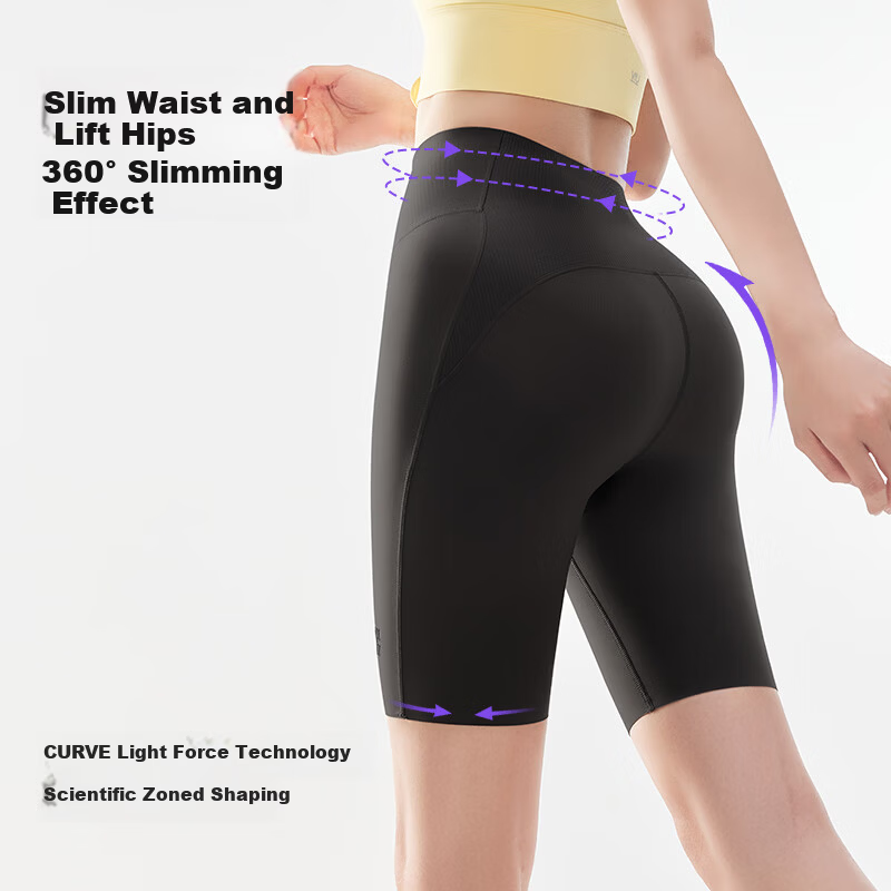 Curvilinear Women's 5-Inch Sharkskin Sports Cycling Yoga Slim Fit Black Safety Shorts, Size S, 1 Piece