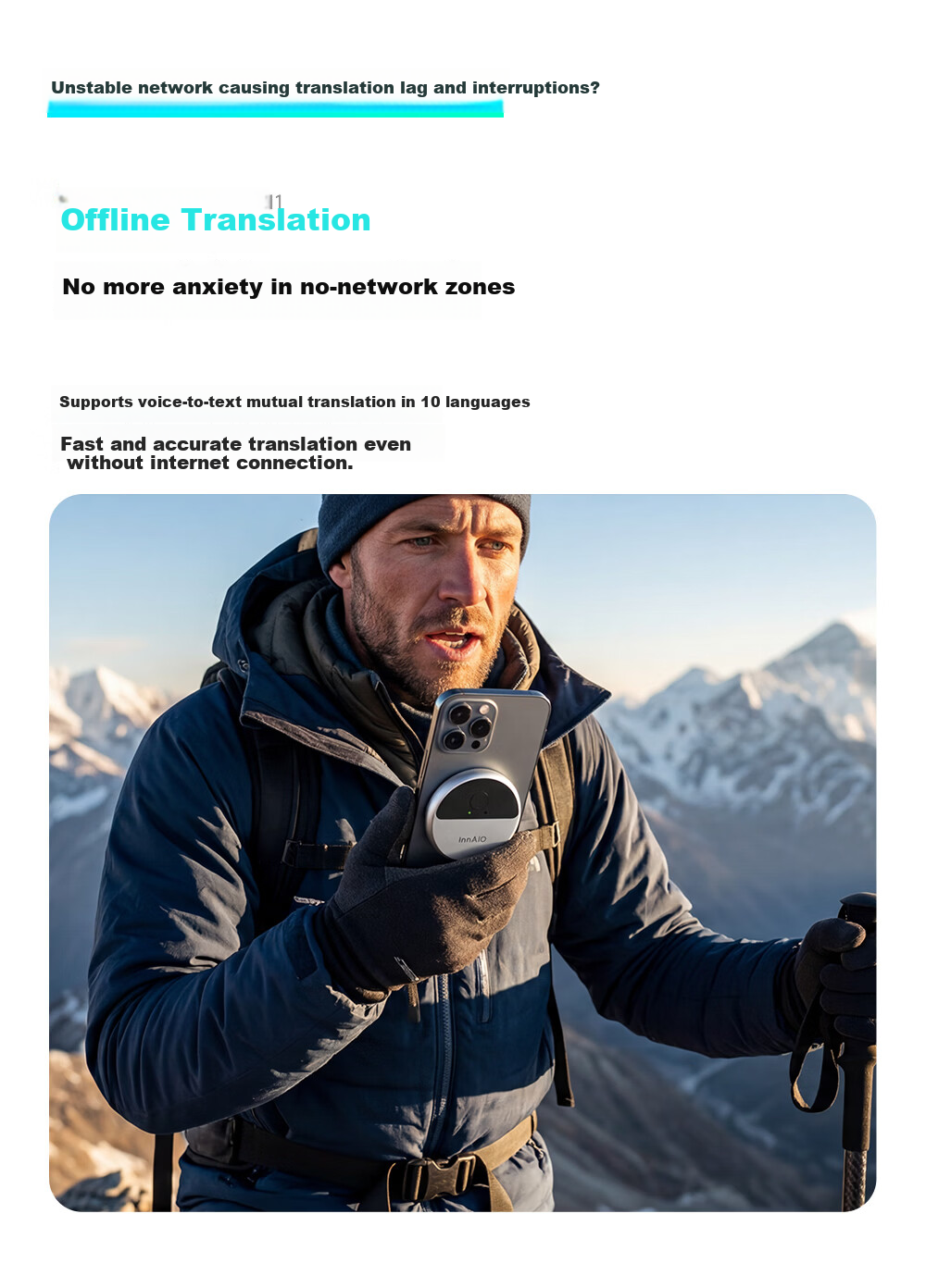 InnAIO Inno AI Key Magnetic Translator T10 [Voice Cloning] Cross-App Simultaneous Multi-Language Real-Time Translator Obsidian Black Portable Travel Essential 13