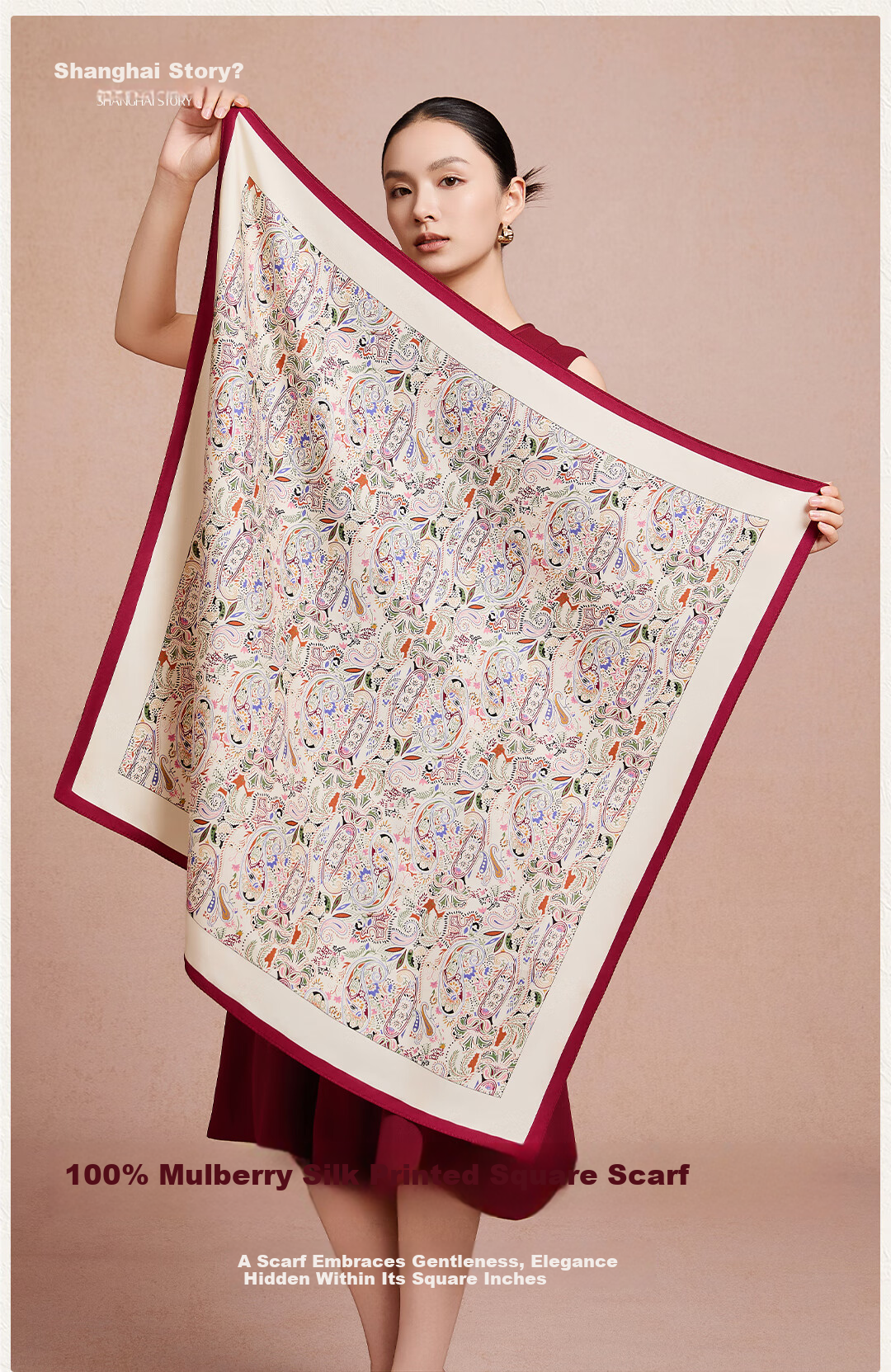 Shanghai Story New 100% Mulberry Silk Twill Scarf Shawl Gift Box for Mom Mother's Day Birthday Gift 1