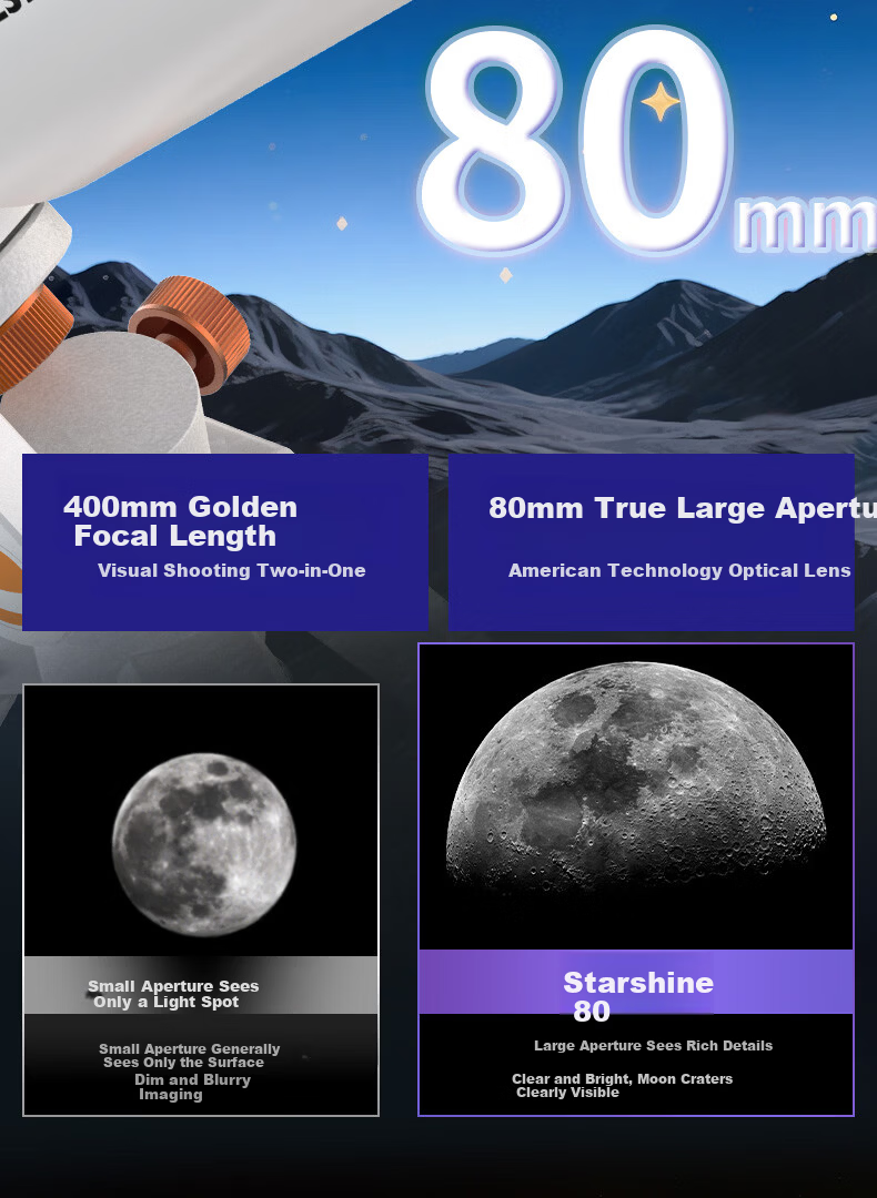 Celestron StarBright 80 Telescope with Screen High-Power HD Moon and Sky Viewing Astronomical Telescope Educational Gift for Students Birthday Holiday 19