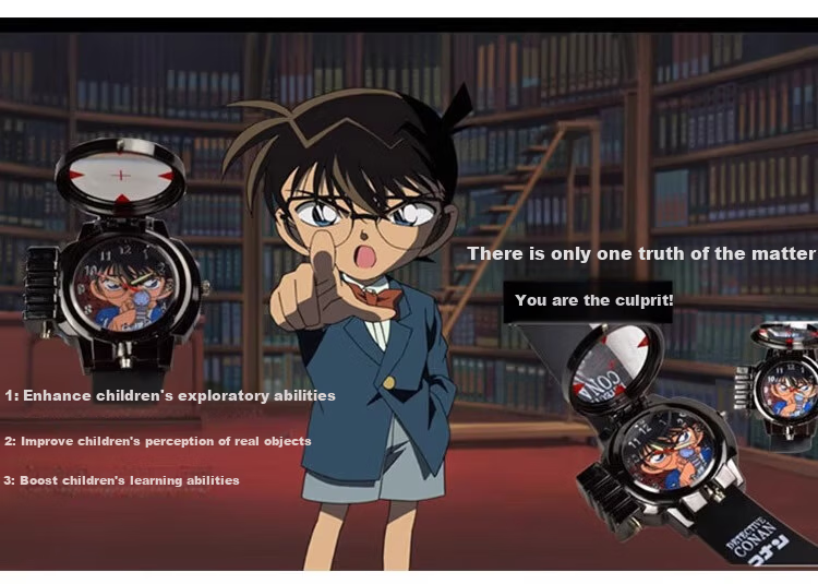 GEORGCOUNT Conan Style Anesthetic Watch Youth Boys Middle School Anime 2D Laser Children's Watch 2