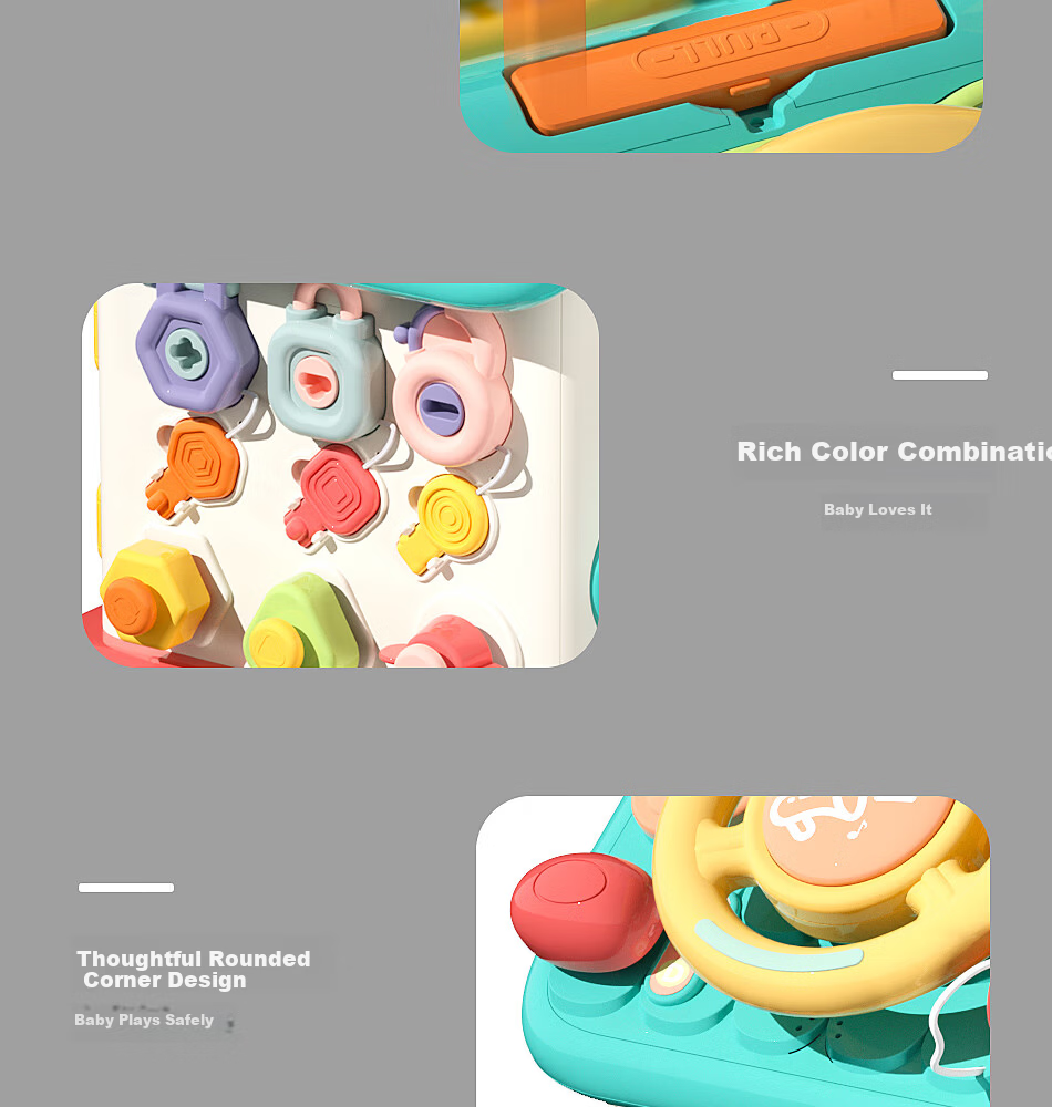 Xinge Montessori Busy Board Baby Educational Lock Toy Early Learning Activity Table Gift for Boys and Girls with Cake Box 20