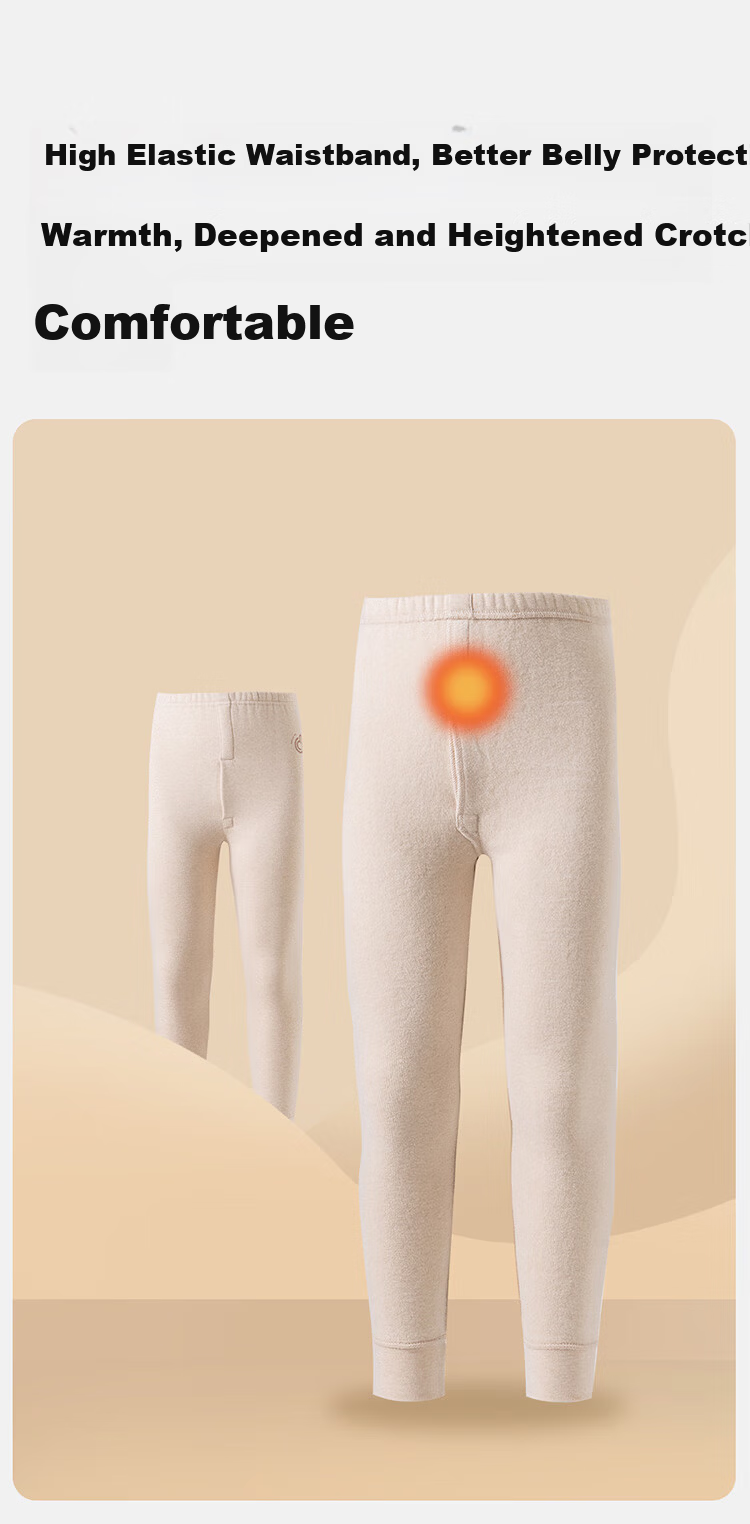 Dingguagua Children's Thermal Pants Single Pack Fleece Lined Thickened Natural Colored Cotton Boys Autumn Long Johns 120 5