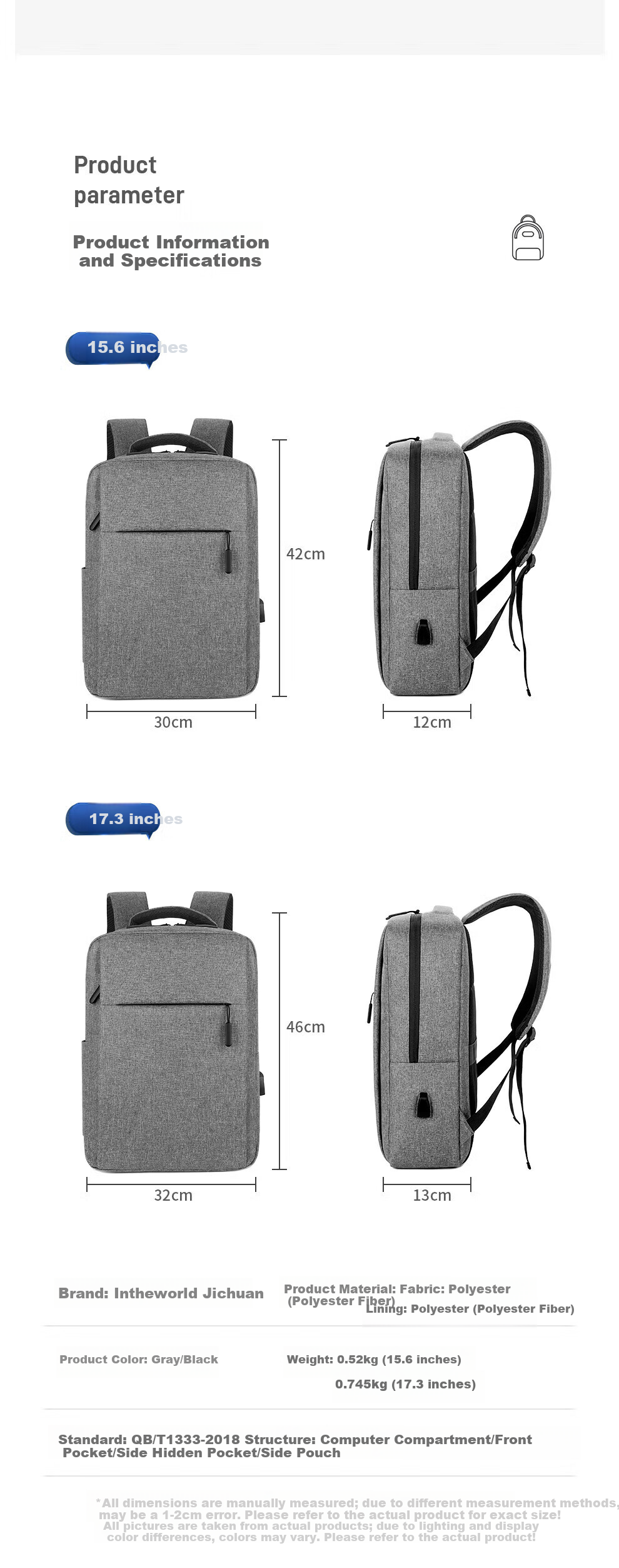 Jichuan Laptop Backpack 16/17.3 Inch Gaming Backpack Business Backpack for Men and Women College Student Backpack Compatible with Lenovo Legion ASUS HP 1