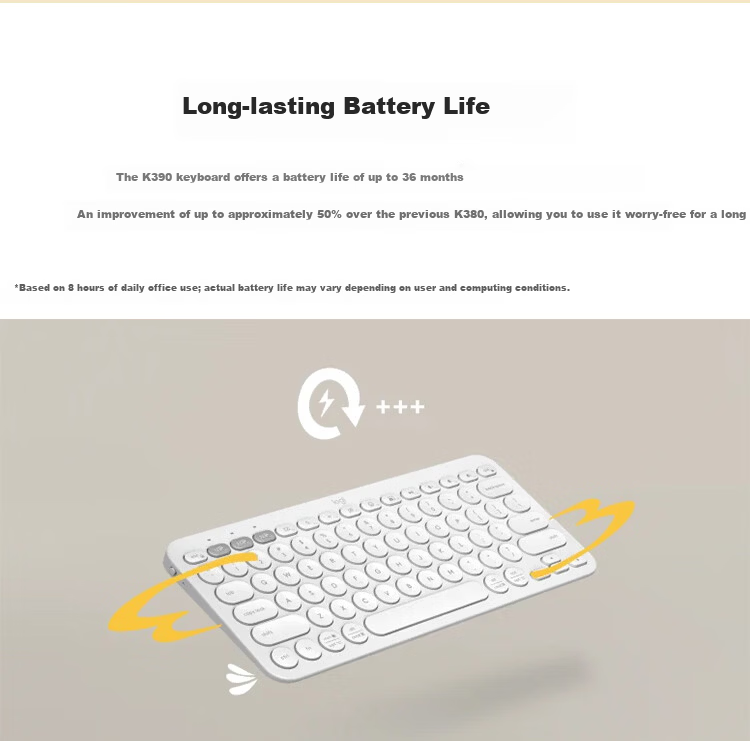 Logitech Stylish Series K390 Wireless Bluetooth Keyboard Ultra-thin Portable New Upgrade Sand Color 79 Keys 7